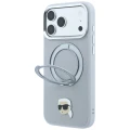 Etui Karl Lagerfeld with Ring Stand 360 Karl Head Pin MagSafe na iPhone 18 Pro Max / 17 Pro Max - szare
