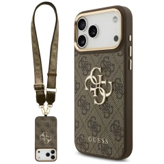 Etui Guess 4G Big 4G Classic Logo Big Strap Metal Buttons na iPhone 18 Pro / 17 Pro - brązowe