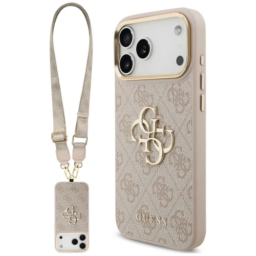 Etui Guess 4G Big 4G Classic Logo Big Strap Metal Buttons na iPhone 18 Pro / 17 Pro - różowe