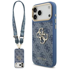 Etui Guess 4G Big 4G Classic Logo Big Strap Metal Buttons na iPhone 18 Pro Max / 17 Pro Max - niebieskie