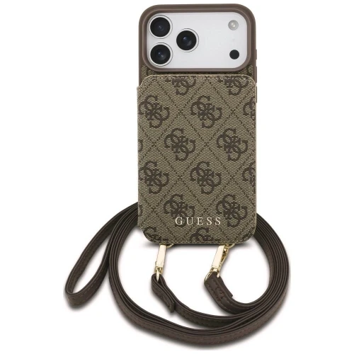 Etui Guess 4G Cardslots & Magnetic Closure Crossbody na iPhone 18 Pro / 17 Pro - brązowe