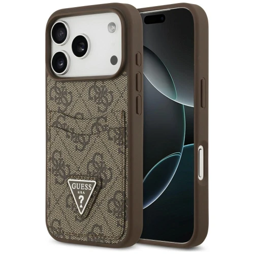Etui Guess 4G nauble Card Triange na iPhone 18 Pro / 17 Pro - brązowe