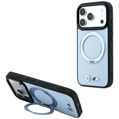 Etui BMW Kevlar Ring Stand 360 MagSafe na iPhone 18 Pro / 17 Pro - niebieskie