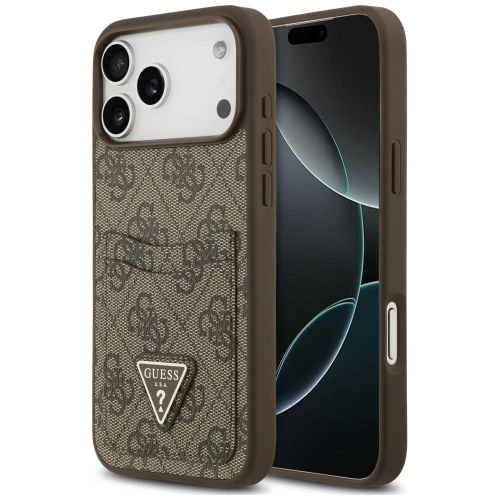 Etui Guess 4G nauble Card Triangle na iPhone 18 Pro Max / 17 Pro Max - brązowe