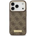 Etui Guess 4G Logo Plate MagSafe na iPhone 18 Pro Max / 17 Pro Max - brązowe