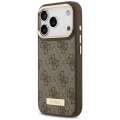 Etui Guess 4G Logo Plate MagSafe naiPhone 18 Pro / 17 Pro - brązowe