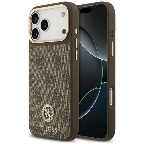 Etui Guess 4G Strass Logo MagSafe na iPhone 18 Pro Max / 17 Pro Max - brązowe