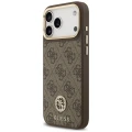 Etui Guess 4G Strass Logo MagSafe na iPhone 18 Pro Max / 17 Pro Max - brązowe