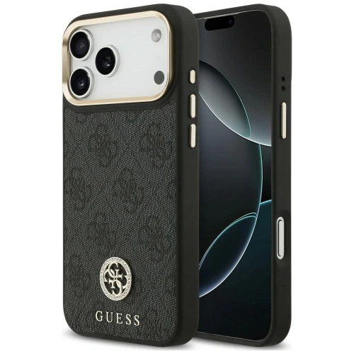 Etui Guess 4G Strass Logo MagSafe na iPhone 18 Pro Max / 17 Pro Max - czarne