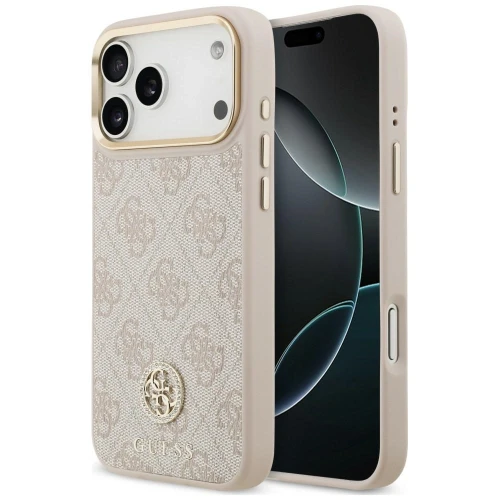 Etui Guess 4G Strass Logo MagSafe na iPhone 18 Pro Max / 17 Pro Max - różowe