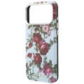 Etui Guess Blossom Roses Print MagSafe na iPhone 18 Pro / 17 Pro - niebieskie