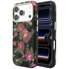 Etui Guess Blossom Roses Print MagSafe na iPhone 18 Pro Max / 17 Pro Max - czarne
