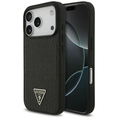 Etui Guess Croco Triangle Logo MagSafe na iPhone 18 Pro / 17 Pro - czarne