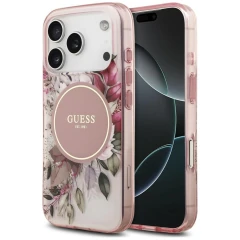 Etui Guess IML Flower & Tonal Circle MagSafe na iPhone 18 Pro Max / 17 Pro Max - różowe