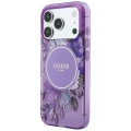 Etui Guess IML Flowers Pearl Strap MagSafe na iPhone 18 Pro / 17 Pro - fioletowe