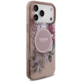 Etui Guess IML Flowers Pearl Strap MagSafe na iPhone 18 Pro / 17 Pro - różowe