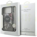 Etui Guess IML Flowers Pearl Strap MagSafe na iPhone 18 Pro Max / 17 Pro Max - czarne