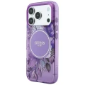 Etui Guess IML Flowers Pearl Strap MagSafe na iPhone 18 Pro Max / 17 Pro Max - fioletowe