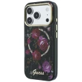 Etui Guess IML Glitter Blossom Roses MagSafe na iPhone 18 Pro Max / 17 Pro Max - czarne