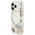 Etui Guess IML Glitter Flowers Triangle MagSafe na iPhone 18 Pro Max / 17 Pro Max - białe