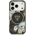 Etui Guess IML Glitter Flowers Triangle MagSafe na iPhone 18 Pro Max / 17 Pro Max - czarne