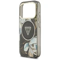 Etui Guess IML Glitter Flowers Triangle MagSafe na iPhone 18 Pro Max / 17 Pro Max - czarne