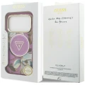 Etui Guess IML Glitter Flowers Triangle MagSafe na iPhone 18 Pro Max / 17 Pro Max - fioletowe