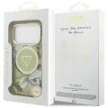Etui Guess IML Glitter Flowers Triangle MagSafe na iPhone 18 Pro Max / 17 Pro Max - zielone