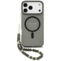 Etui Guess IML Glitter Pearl Strap MagSafe na iPhone 18 Pro / 17 Pro - czarne