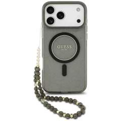 Etui Guess IML Glitter Pearl Strap MagSafe na iPhone 18 Pro / 17 Pro - czarne