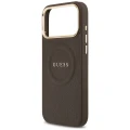 Etui Guess Peony Hot Stamp MagSafe na iPhone 18 Pro Max / 17 Pro Max - brązowe