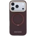 Etui Guess Ring Stand 360 Grained Classic Logo MagSafe na iPhone 18 Pro / 17 Pro - burgundowe