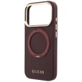 Etui Guess Ring Stand 360 Grained Classic Logo MagSafe na iPhone 18 Pro / 17 Pro - burgundowe