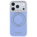 Etui Guess Ring Stand 360 Grained Classic Logo MagSafe na iPhone 18 Pro Max / 17 Pro Max - jasnoniebieskie