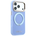 Etui Guess Ring Stand 360 Grained Classic Logo MagSafe na iPhone 18 Pro Max / 17 Pro Max - jasnoniebieskie