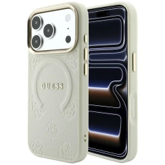 Etui Guess Saffiano Peony & Ring MagSafe na iPhone 18 Pro / 17 Pro - beżowe