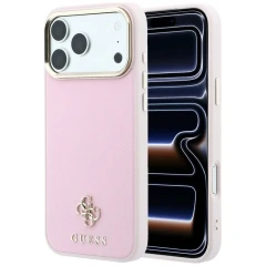 Etui Guess Saffiano Small 4G & Classic Logo MagSafe na iPhone 18 Pro / 17 Pro - różowe