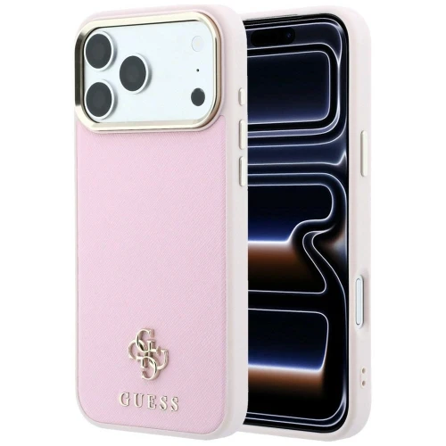 Etui Guess Saffiano Small 4G & Classic Logo MagSafe na iPhone 18 Pro / 17 Pro - różowe