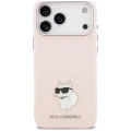 Etui Karl Lagerfeld Silicone Choupette Metal Pin na iPhone 18 Pro Max / 17 Pro Max - różowe