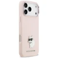 Etui Karl Lagerfeld Silicone Choupette Metal Pin na iPhone 18 Pro Max / 17 Pro Max - różowe