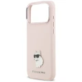 Etui Karl Lagerfeld Silicone Choupette Metal Pin na iPhone 18 Pro Max / 17 Pro Max - różowe