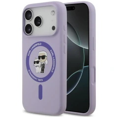 Etui Karl Lagerfeld Silicone Karl&Choupette Ring MagSafe na iPhone 18 Pro / 17 Pro - fioletowe