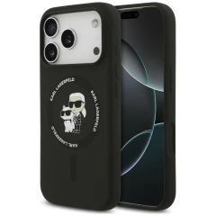 Etui Karl Lagerfeld Silicone Karl&Choupette Ring MagSafe na iPhone 18 Pro Max / 17 Pro Max - czarne