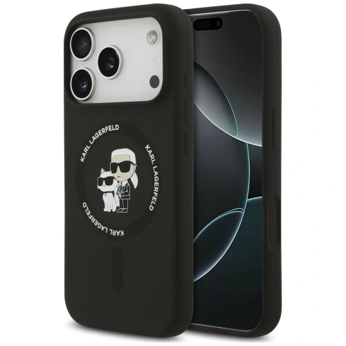 Etui Karl Lagerfeld Silicone Karl&Choupette Ring MagSafe na iPhone 18 Pro Max / 17 Pro Max - czarne