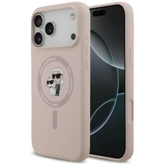Etui Karl Lagerfeld Silicone Karl&Choupette Ring MagSafe na iPhone 18 Pro Max / 17 Pro Max - różowe