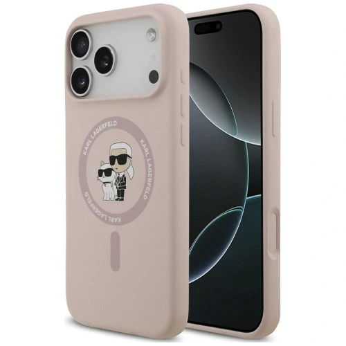 Etui Karl Lagerfeld Silicone Karl&Choupette Ring MagSafe na iPhone 18 Pro Max / 17 Pro Max - różowe