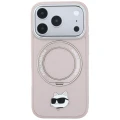 Etui Karl Lagerfeld with Ring Stand 360 Choupette Head Pin MagSafe na iPhone 18 Pro Max / 17 Pro Max - różowe