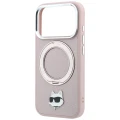 Etui Karl Lagerfeld with Ring Stand 360 Choupette Head Pin MagSafe na iPhone 18 Pro Max / 17 Pro Max - różowe