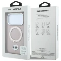 Etui Karl Lagerfeld with Ring Stand 360 Choupette Head Pin MagSafe na iPhone 18 Pro Max / 17 Pro Max - różowe