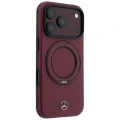 Etui Mercedes Leather with Ring Stand MagSafe na iPhone 18 Pro Max / 17 Pro Max - burgundowe